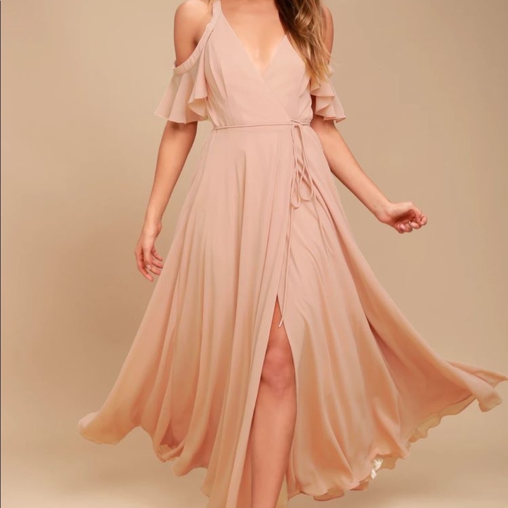 Easy Listening Blush Cold-Shoulder Wrap Maxi Dress